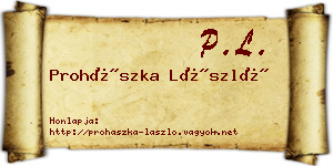 Prohászka László névjegykártya